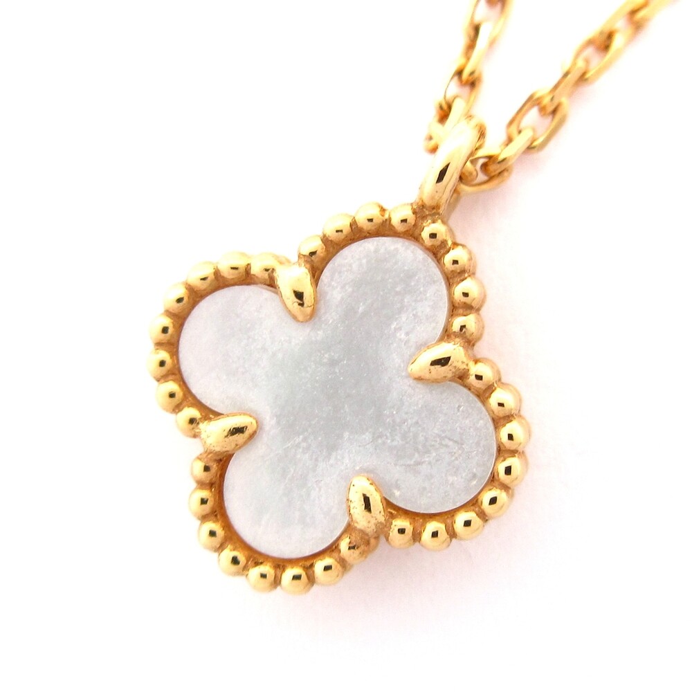 Van Cleef & Arpels Sweet Alhambra Necklace 18K Yellow Gold Cream Mother of Pearl